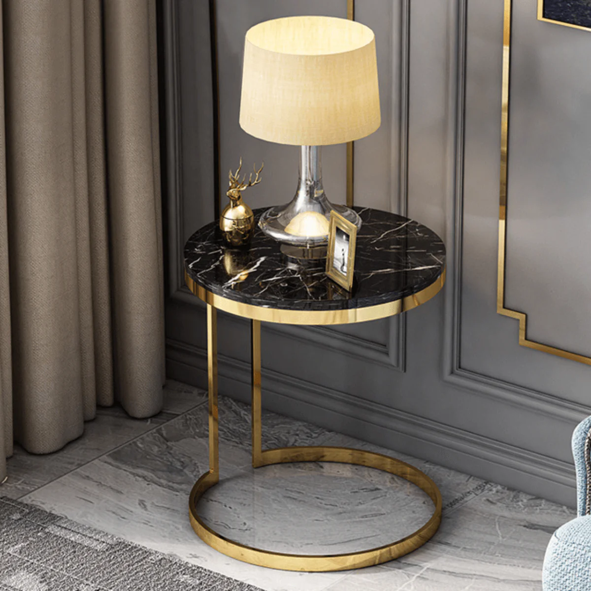 Round Dual Circle Single Side Table