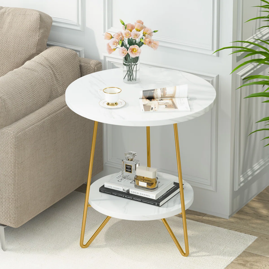 2 Tier Round Side Table with Shelve