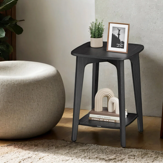 Small Square End Table with Lower Shelf