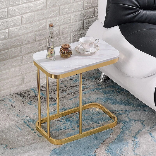 Marble C-Shaped End Table