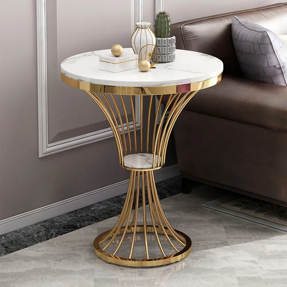 Stainless Steel Glass Shape Side Table
