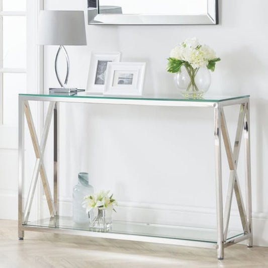 Stylish Clear Mirror Console Table