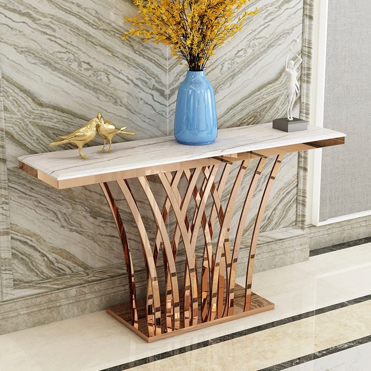 PVD Gold/Glossy Rose Gold Console Table