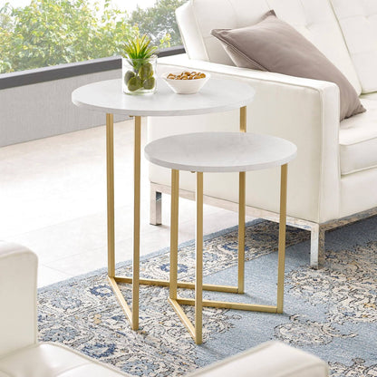 Modern Round Metal Base Nesting Side Tables Set